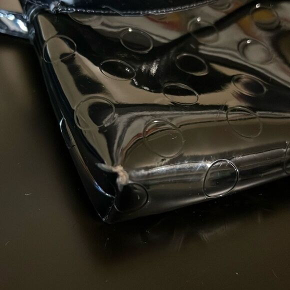 Kate Spade Black Patent Polka-Dot Embossed Handbag Purse - Picture 7 of 14